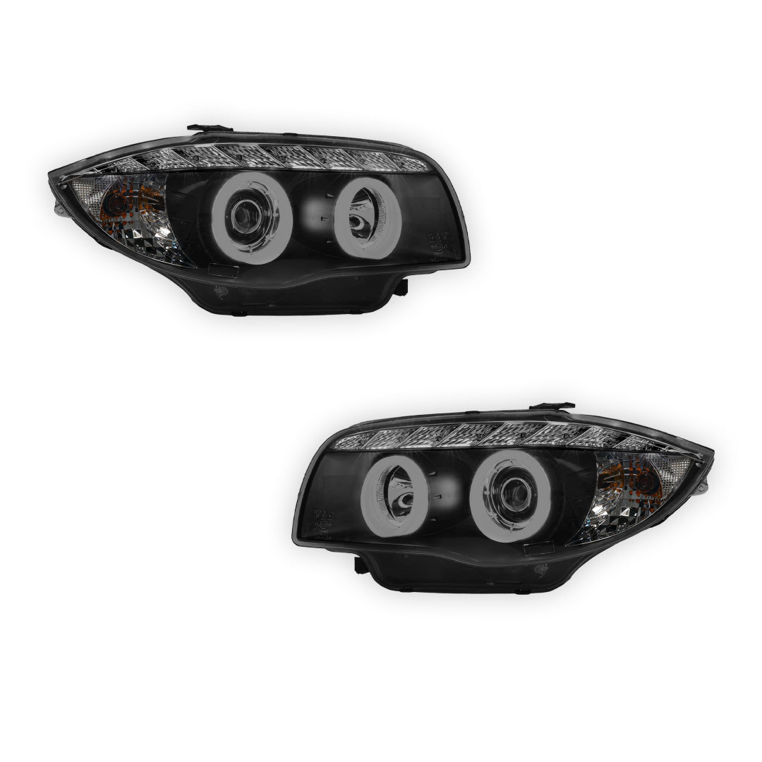 BMW 1 Series E81 / E82 / E87 / E88 (2004 - 2013) Halogen Model DRL Projector Headlights LH + RH
