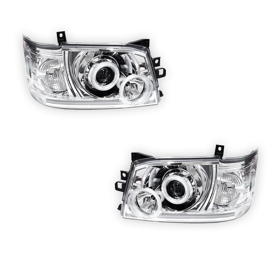 Toyota HiAce H200 (2005 - 2010) CCFL Angel-Eyes LED DRL Projector Headlights LH + RH