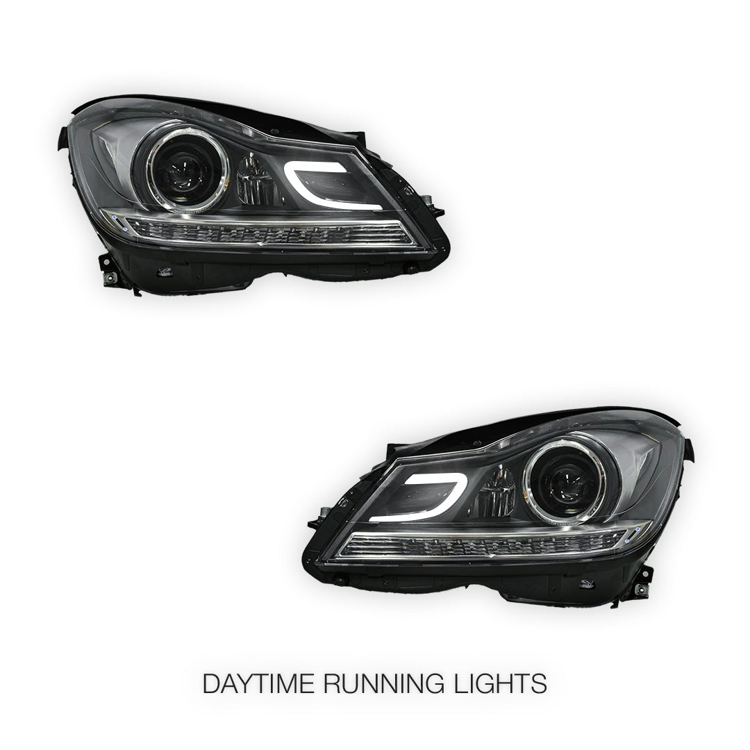 Mercedes-Benz C-Class W204 (2011- 2014) AMG C63 Style Full LED Projector & DRL Headlights LH + RH