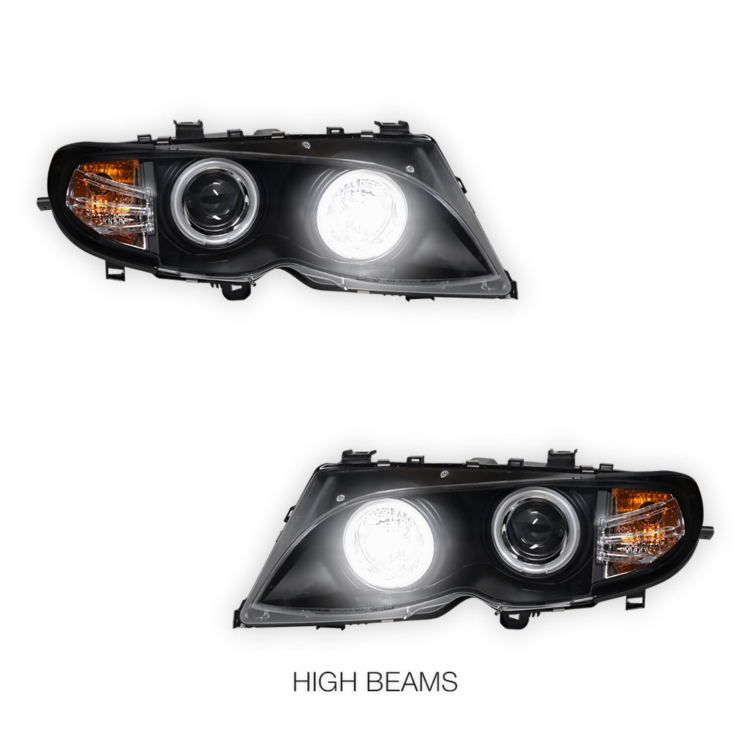 BMW 3 Series E46 Sedan / Wagon (2002 - 2004) CCFL Angel-Eyes Projector Headlights LH + RH