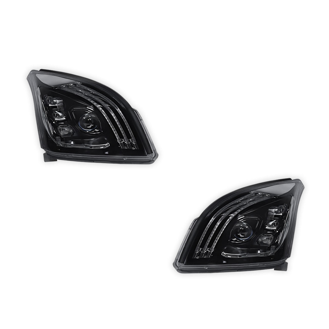 Toyota Prado 120 Series All Models (2003 - 2009) Sequential Black Demon Eye LED DRL Projector Headlights LH + RH