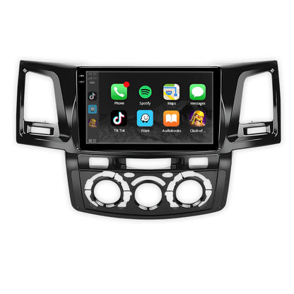 Toyota Hilux N70 (2005 - 2015) 9" 13.3" Wireless Android 16 Head Unit for Apple CarPlay / Android Auto Straight Knob AC Panel