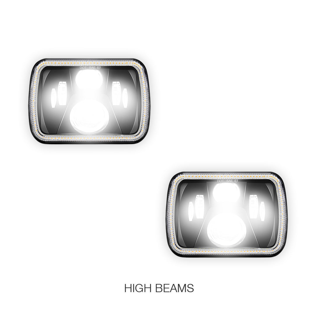 Toyota HiLux N40 / N50 / N60 (1983 - 2004) LED Halo DRL Headlights LH + RH