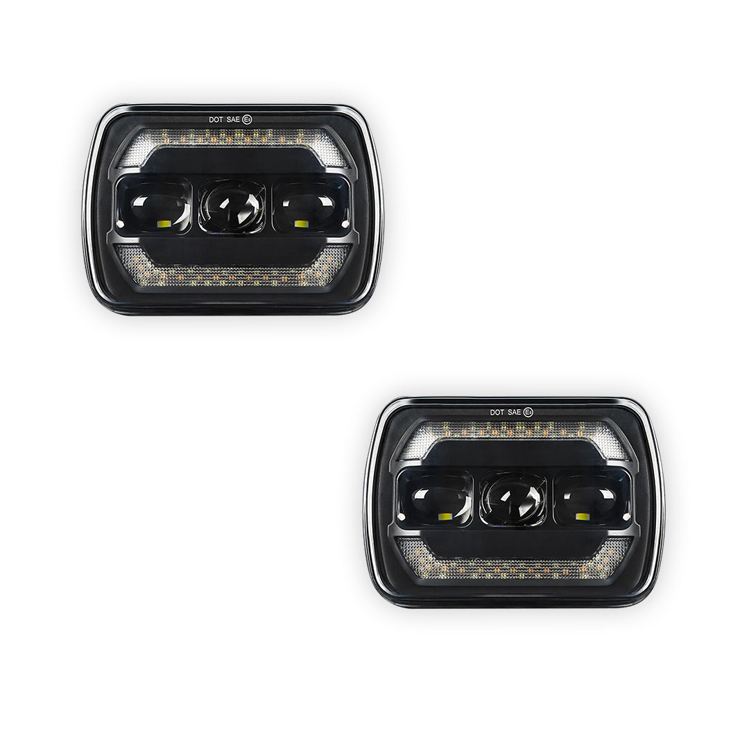 Nissan Navara D21 (1986 - 1997) LED Headlights Halo DRL  LH + RH