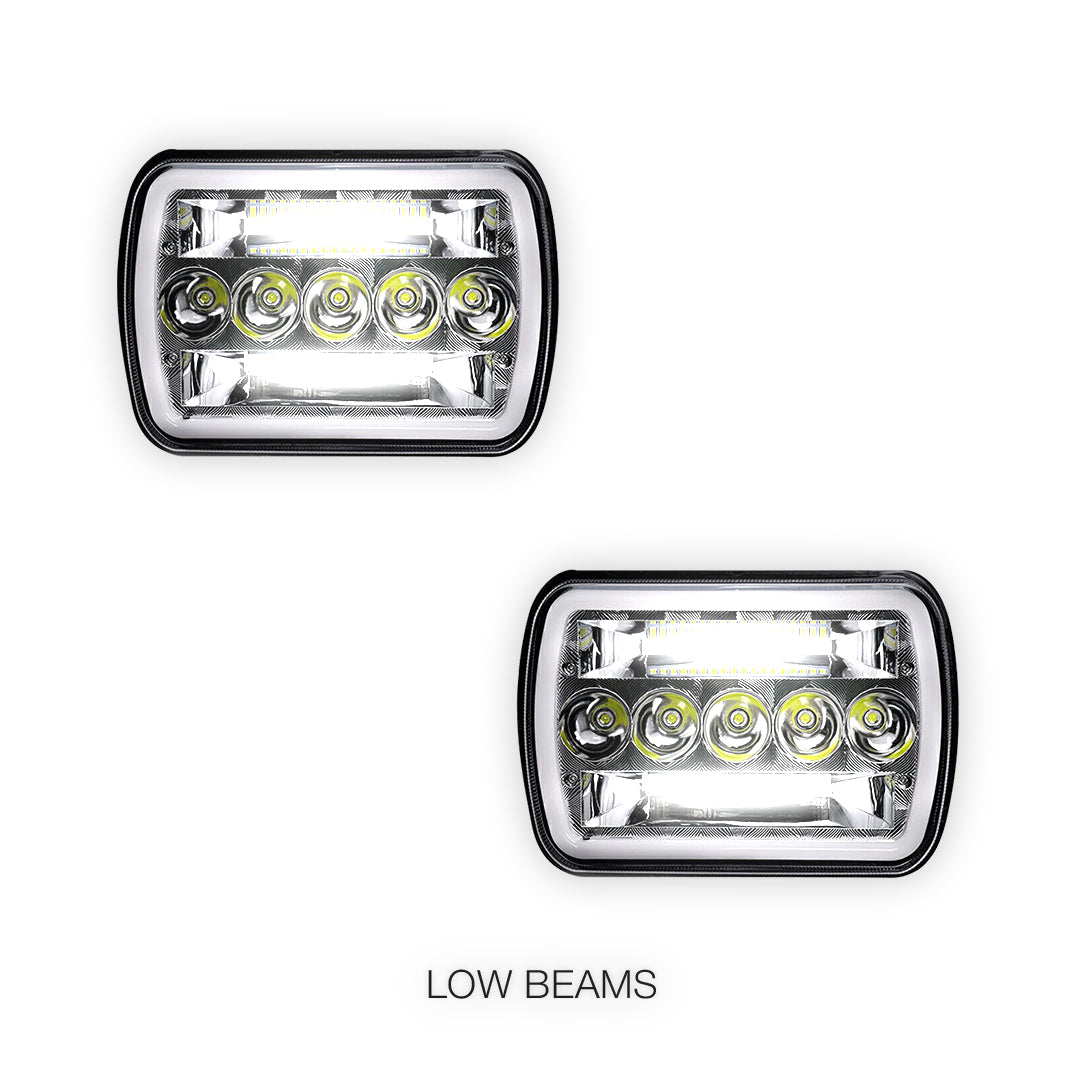 Nissan Navara D21 (1986 - 1997) LED Headlights Halo DRL  LH + RH