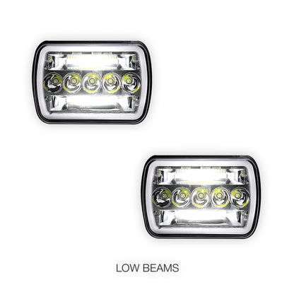 Nissan Navara D21 (1986 - 1997) LED Headlights Halo DRL  LH + RH