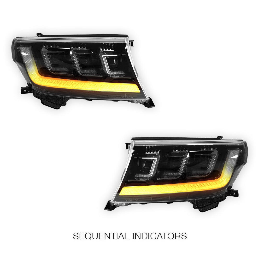 Toyota LandCruiser 200 Series (2007 - 2014) LED Headlights Halo DRL  LH + RH
