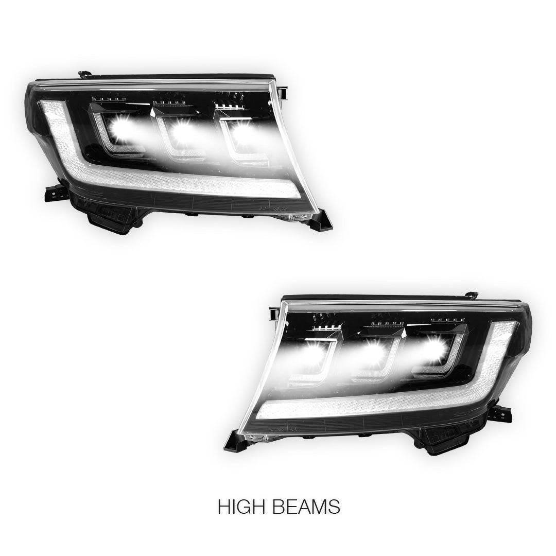 Toyota LandCruiser 200 Series (2007 - 2014) LED Headlights Halo DRL  LH + RH