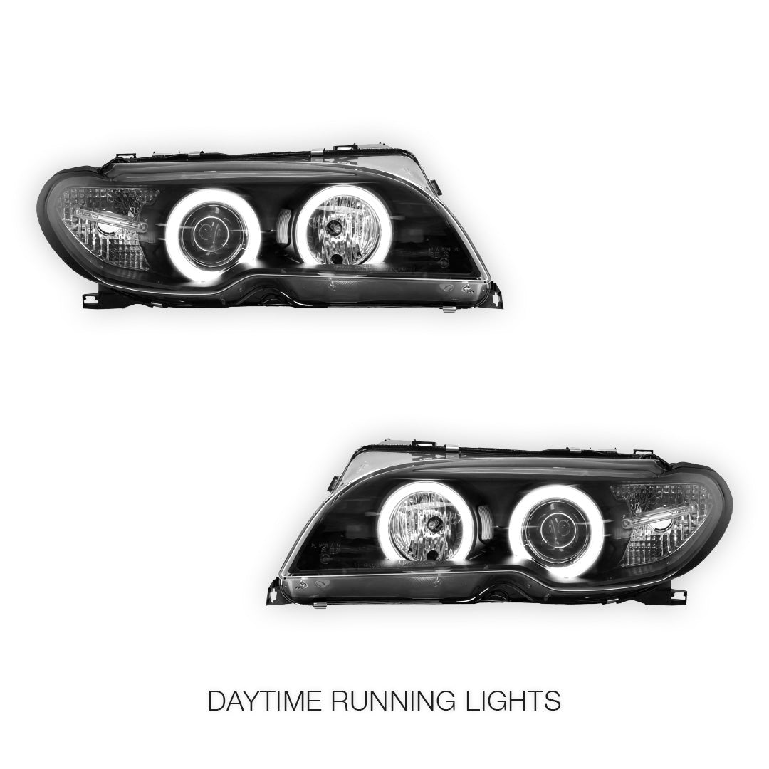 BMW 3 Series E46 (2003 - 2005) HID / Xenon Model CCFL Angel-Eyes Projector Headlights LH + RH