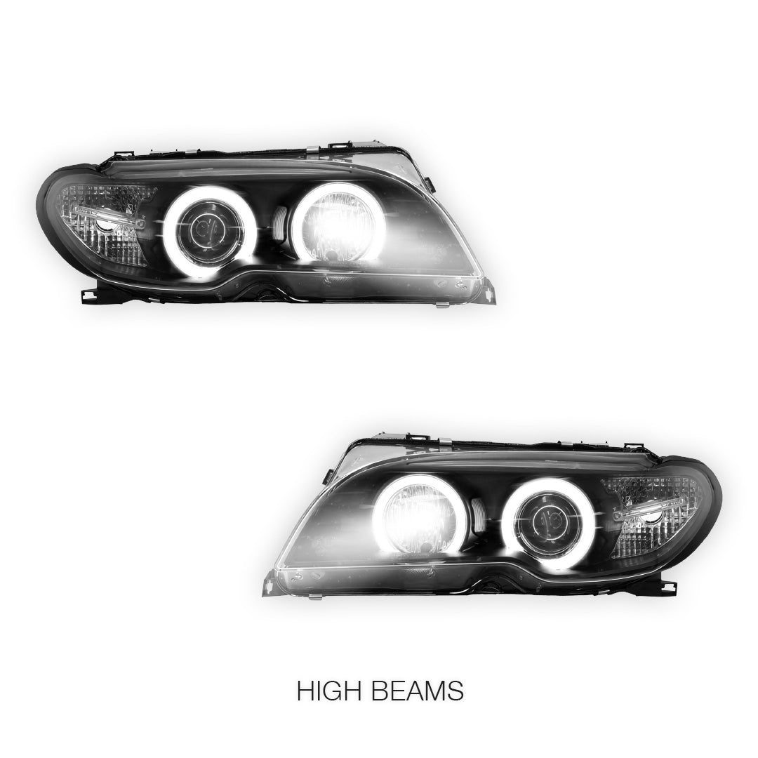 BMW 3 Series E46 (2003 - 2005) HID / Xenon Model CCFL Angel-Eyes Projector Headlights LH + RH