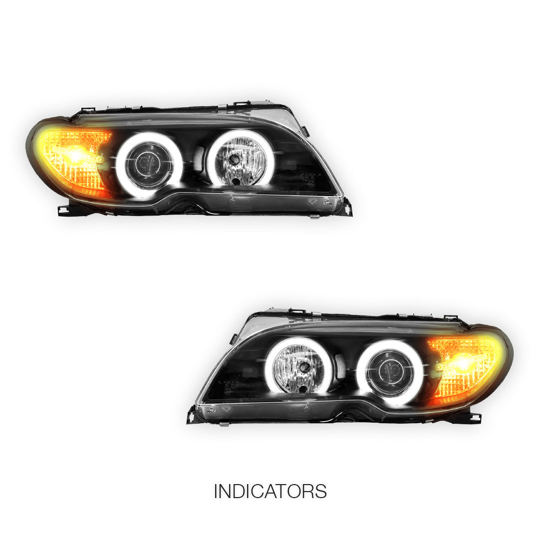 BMW 3 Series E46 (2003 - 2005) HID / Xenon Model CCFL Angel-Eyes Projector Headlights LH + RH