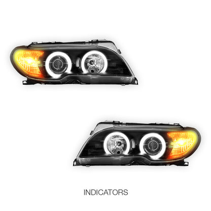 BMW 3 Series E46 (2003 - 2005) HID / Xenon Model CCFL Angel-Eyes Projector Headlights LH + RH