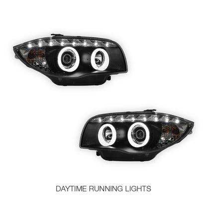 BMW 1 Series E81 / E82 / E87 / E88 (2004 - 2013) Halogen Model DRL Projector Headlights LH + RH