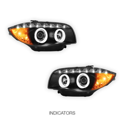 BMW 1 Series E81 / E82 / E87 / E88 (2004 - 2013) Halogen Model DRL Projector Headlights LH + RH
