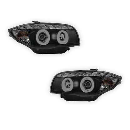 BMW 1 Series E81 / E82 / E87 / E88 (2004 - 2013) Halogen Model DRL Projector Headlights LH + RH