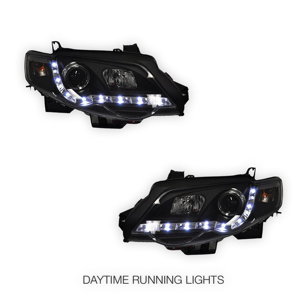 Ford Falcon FG Series 1 G6 (2008 - 2011) LED DRL Projector Headlights LH + RH