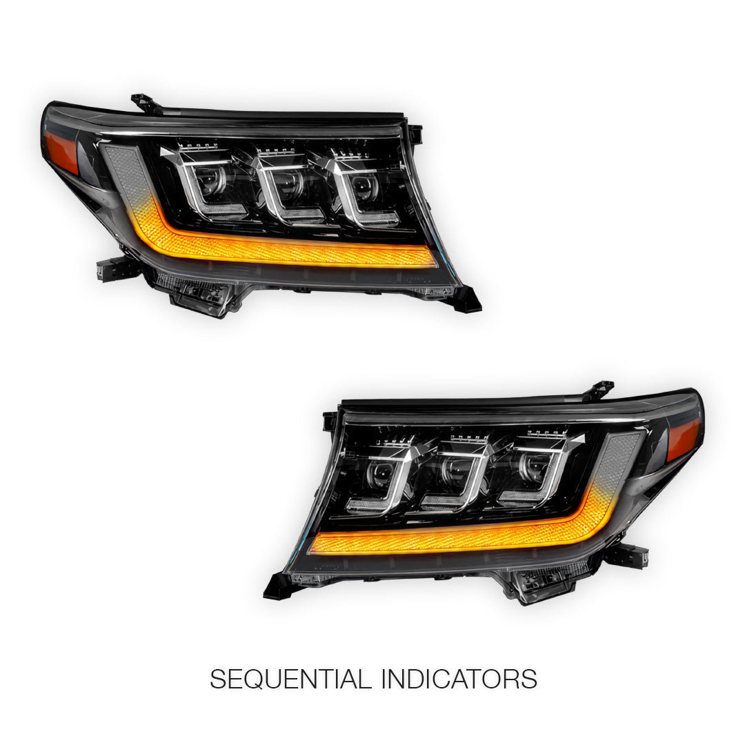 Toyota LandCruiser 200 Series (2007- 2015) FULL LED DRL Projector Headlights LH + RH