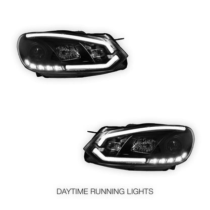 Volkswagen Golf MK6 (2009- 2013) 3D Stripe Bar LED DRL Projector Headlights LH + RH