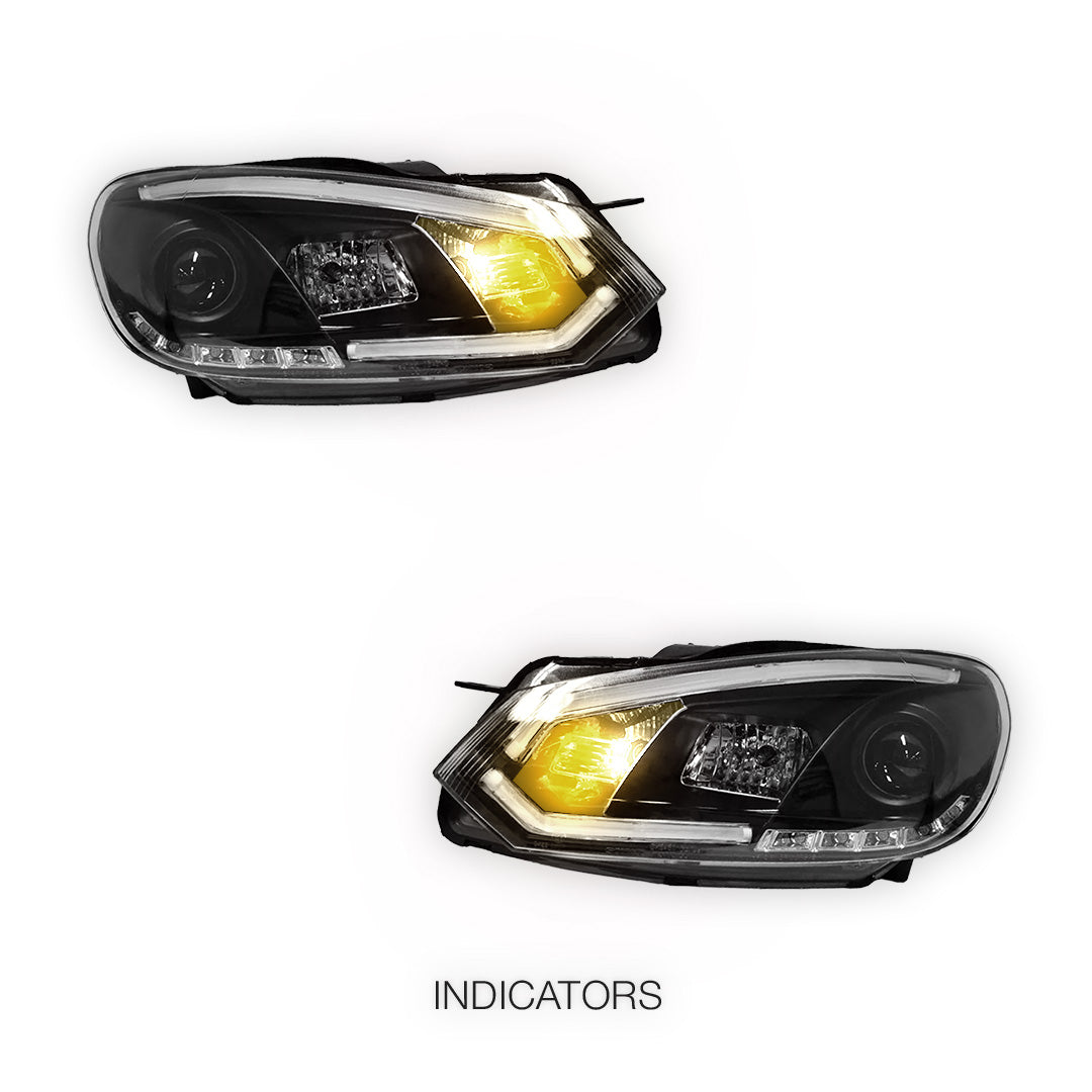 Volkswagen Golf MK6 (2009- 2013) 3D Stripe Bar LED DRL Projector Headlights LH + RH
