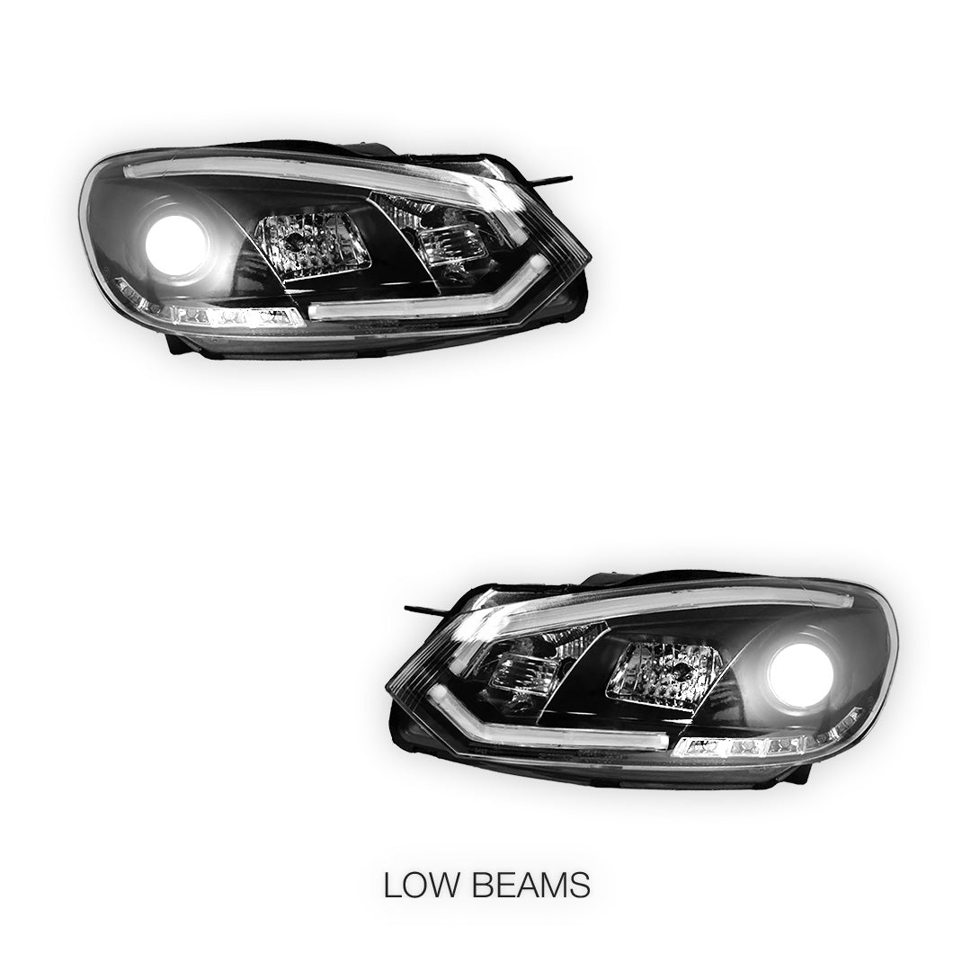 Volkswagen Golf MK6 (2009- 2013) 3D Stripe Bar LED DRL Projector Headlights LH + RH
