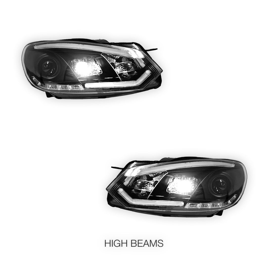 Volkswagen Golf MK6 (2009- 2013) 3D Stripe Bar LED DRL Projector Headlights LH + RH