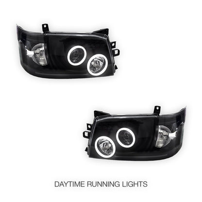 Toyota HiAce H200 (2005 - 2010) CCFL Angel-Eyes LED DRL Projector Headlights LH + RH
