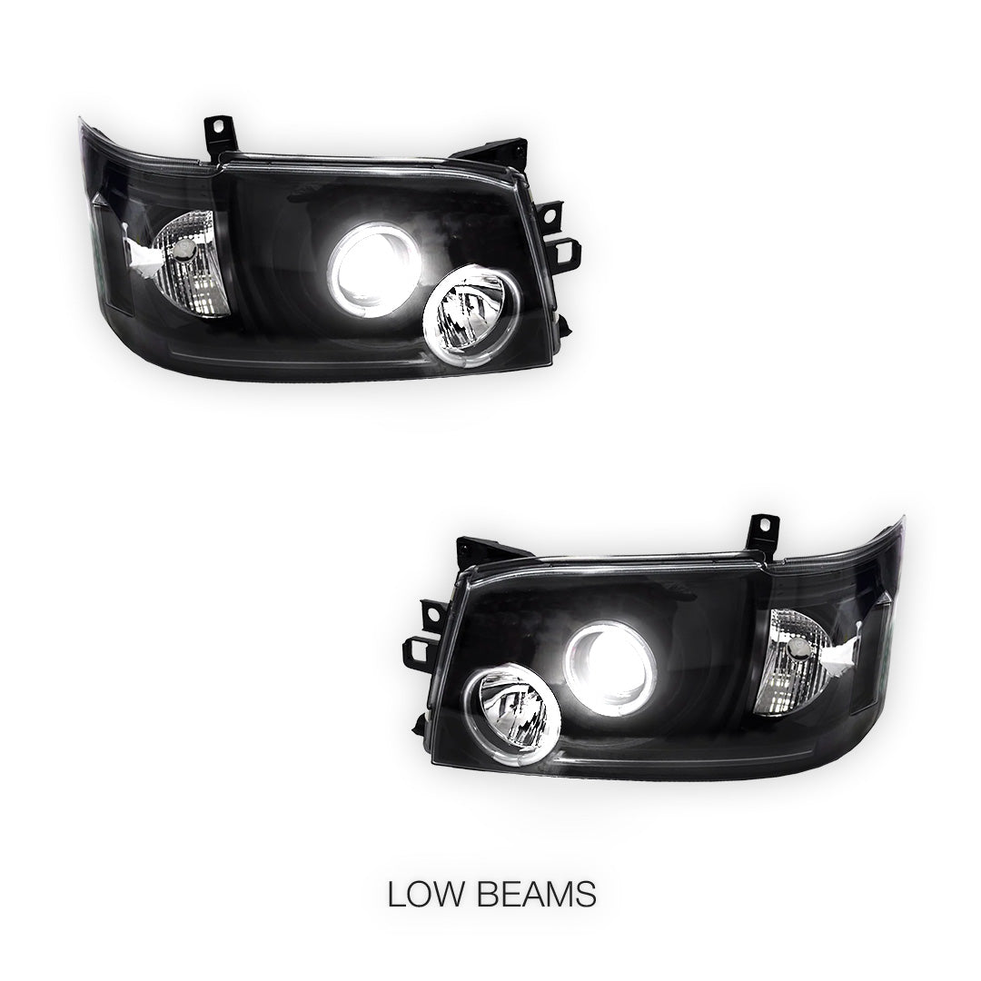 Toyota HiAce H200 (2005 - 2010) CCFL Angel-Eyes LED DRL Projector Headlights LH + RH