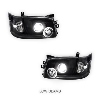 Toyota HiAce H200 (2005 - 2010) CCFL Angel-Eyes LED DRL Projector Headlights LH + RH