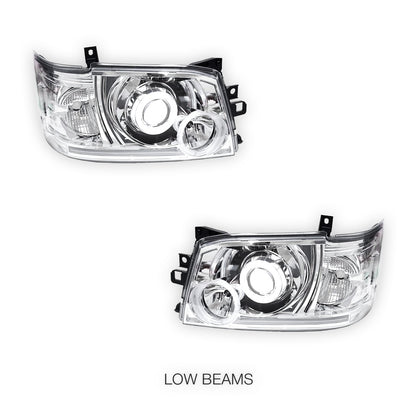 Toyota HiAce H200 (2005 - 2010) CCFL Angel-Eyes LED DRL Projector Headlights LH + RH