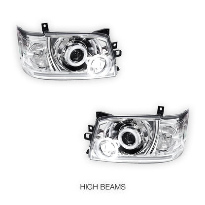 Toyota HiAce H200 (2005 - 2010) CCFL Angel-Eyes LED DRL Projector Headlights LH + RH