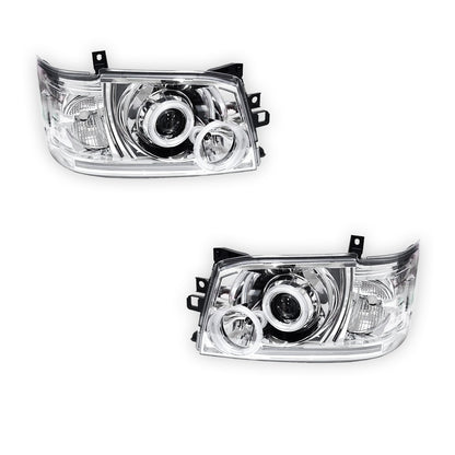 Toyota HiAce H200 (2005 - 2010) CCFL Angel-Eyes LED DRL Projector Headlights LH + RH