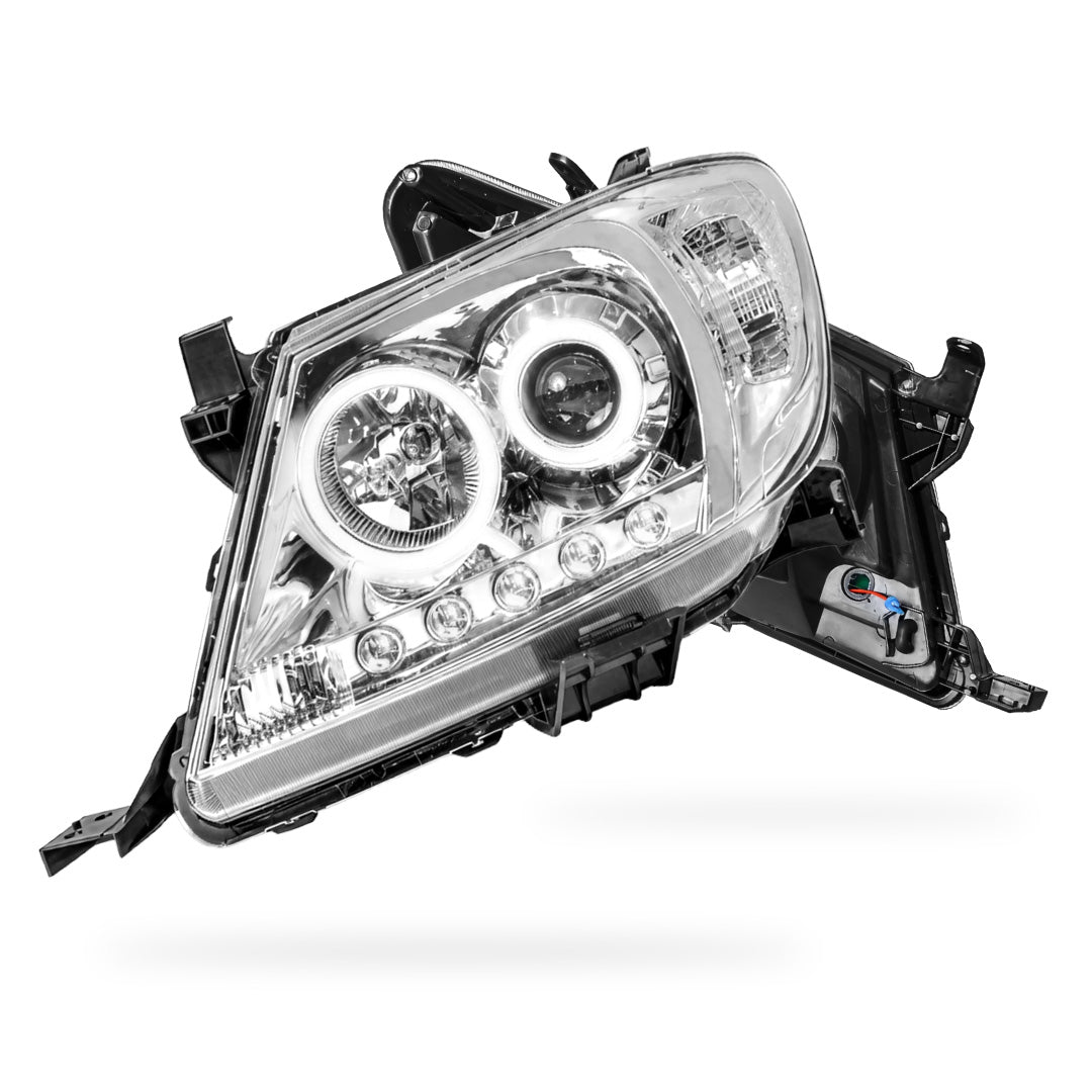 Toyota HiLux N70 (2005 - 2011) High Power LED DRL Angel Eyes Projector Headlights LH + RH