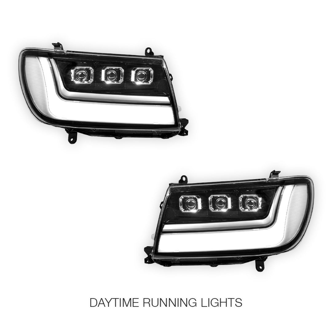 Toyota LandCruiser 100 Series (2005 - 2007) LED DRL Projector Headlights LH + RH