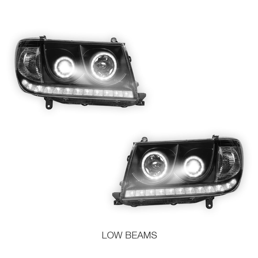 Toyota LandCruiser 100 Series (2005 - 2007) LED DRL Projector Headlights LH + RH