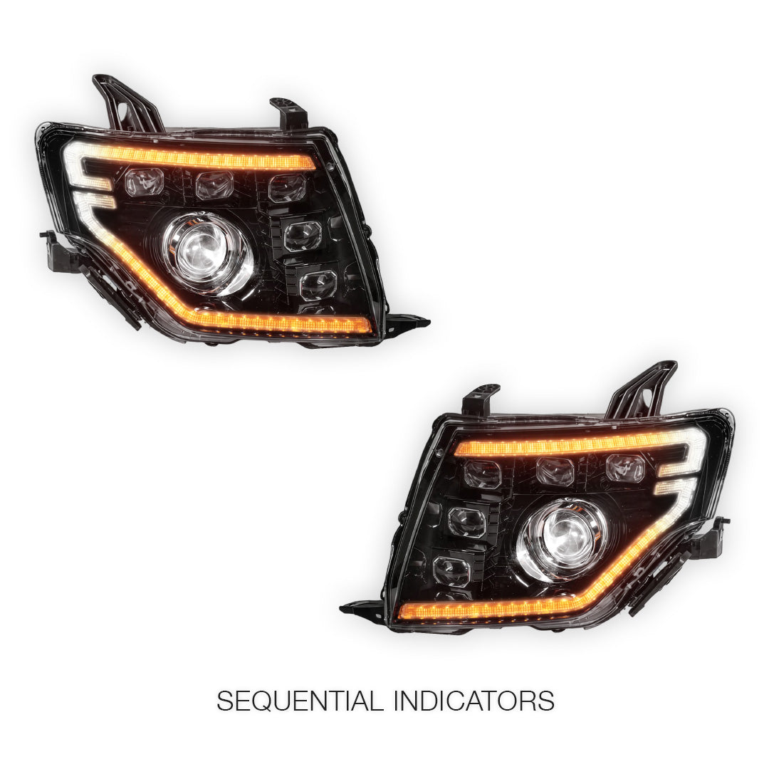Mitsubishi Pajero NS / NT / NW / NX (2007 - 2021) DRL Style Full LED Projector Sequential Indicator Headlights LH + RH