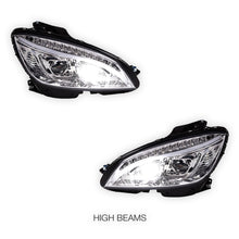 Mercedes-Benz C-Class W204 (2007- 2010) Halogen Model Crystal LED DRL Projector Headlights LH + RH