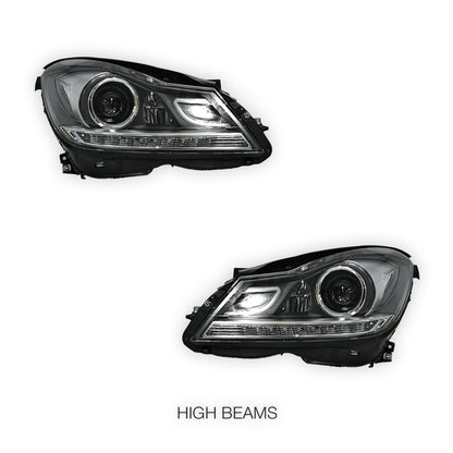 Mercedes-Benz C-Class W204 (2011- 2014) AMG C63 Style Full LED Projector & DRL Headlights LH + RH