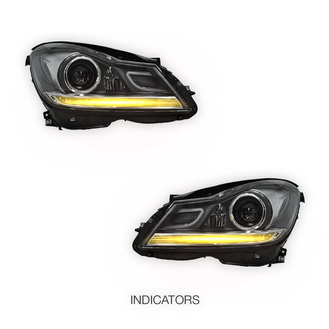 Mercedes-Benz C-Class W204 (2011- 2014) AMG C63 Style Full LED Projector & DRL Headlights LH + RH
