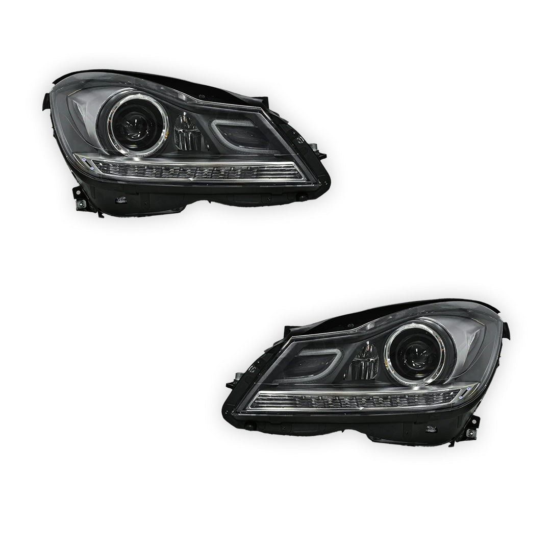 Mercedes-Benz C-Class W204 (2011- 2014) AMG C63 Style Full LED Projector & DRL Headlights LH + RH