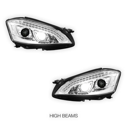 Mercedes-Benz S-Class W221 (2006 - 2009) S65 AMG Style DRL LED Projector Headlights with LED Indicators LH + RH