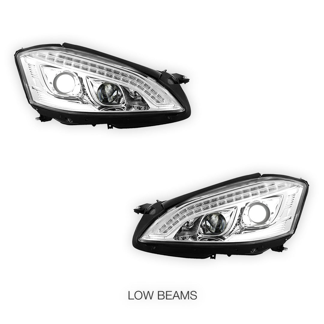 Mercedes-Benz S-Class W221 (2006 - 2009) S65 AMG Style DRL LED Projector Headlights with LED Indicators LH + RH