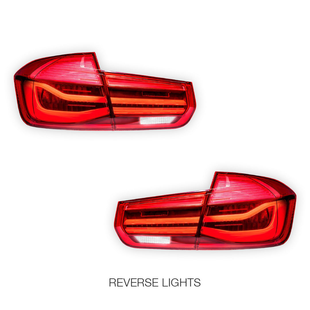 BMW 3 Series F30 / F80 (2012 - 2018) Red LCI Style Full LED Tail Lights LH + RH