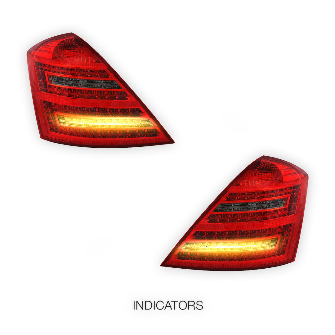 Mercedes-Benz S-Class W221 (2006 - 2009) Smoked Red LED Tail Lights LH + RH