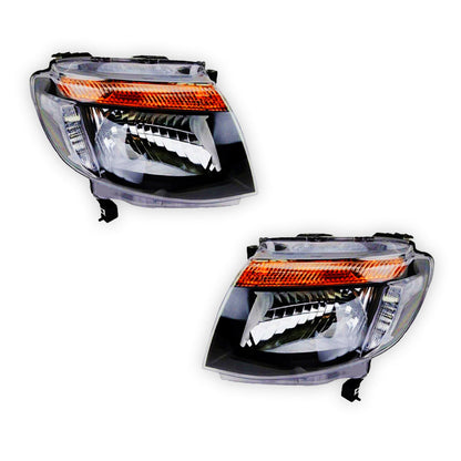 Ford Ranger PX (2011 - 2015) Black OEM Style Headlights LH + RH