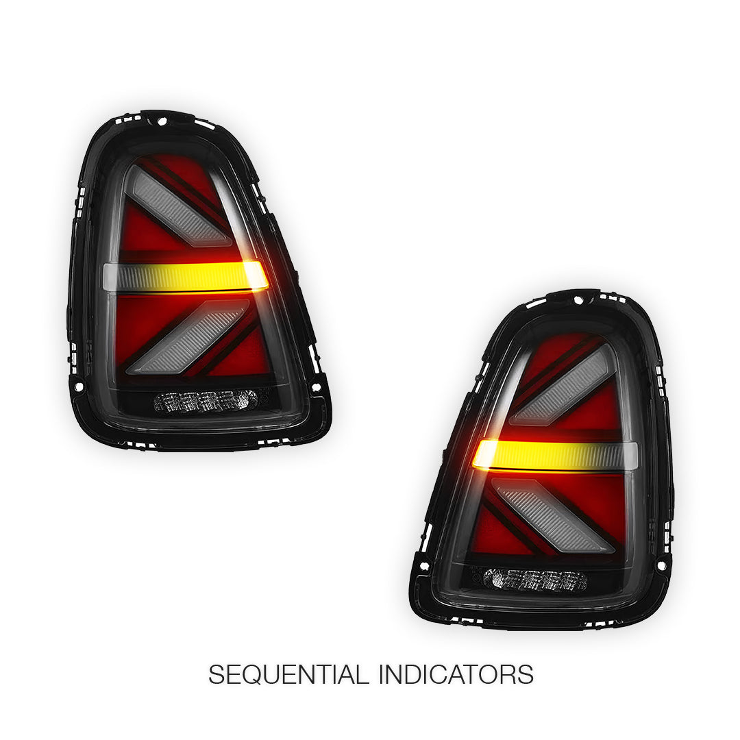 Mini Cooper R56 / R57 / R58 / R59 (2007 - 2015) Sequential Clear Red LED Tail Lights LH + RH