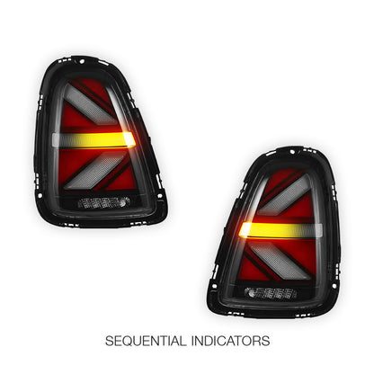 Mini Cooper R56 / R57 / R58 / R59 (2007 - 2015) Sequential Clear Red LED Tail Lights LH + RH