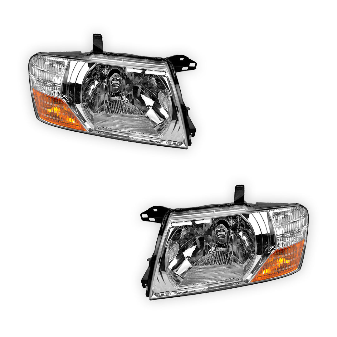 Mitsubishi Pajero NP (2002 - 2006) Clear Halogen OEM Style Headlights LH + RH