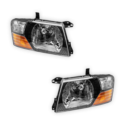 Mitsubishi Pajero NP (2002 - 2006) Smoked Halogen OEM Style Headlights LH + RH