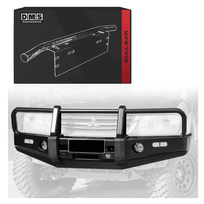 Mitsubishi Pajero V73 NM / NP (2000 - 2006) Steel Bull Bar + LED Lights