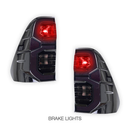 Toyota HiLux GUN126 / GUN136 (2020 - 2025) Black LED Tail Lights LH + RH